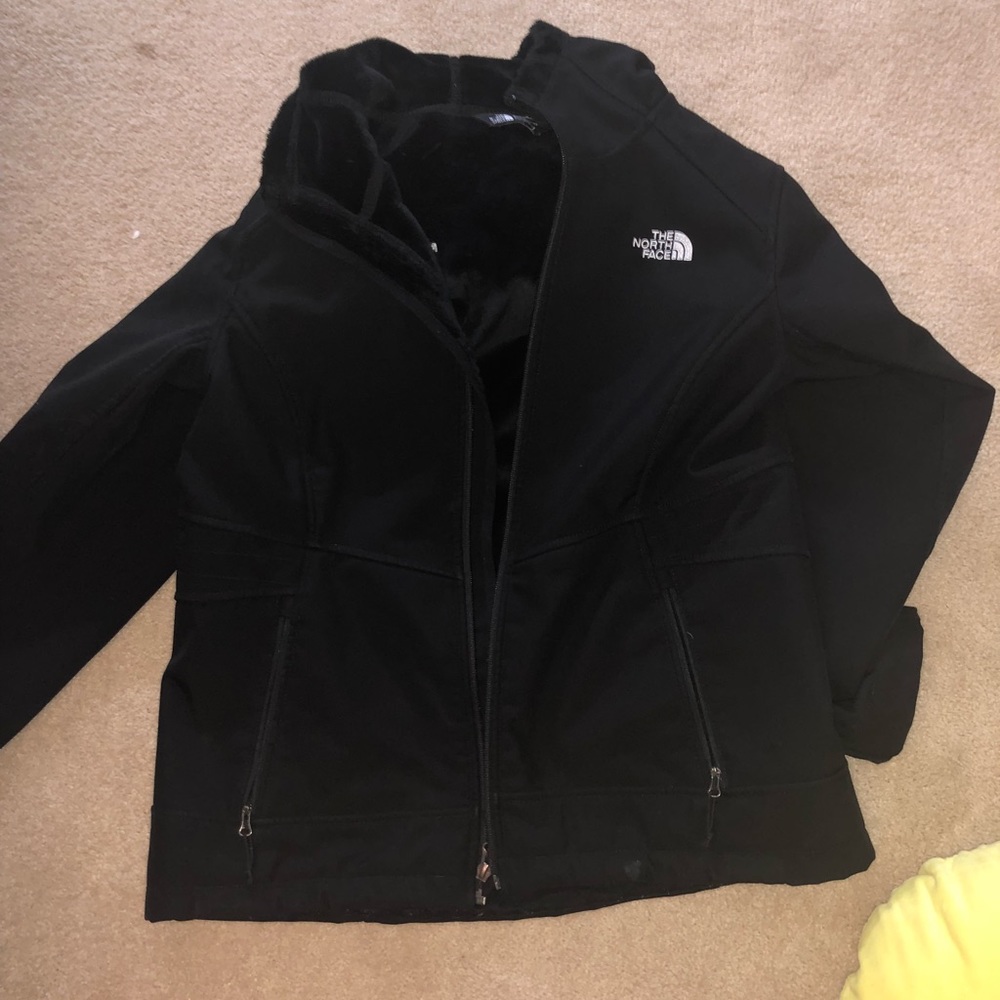 Large north face fuzzy rain coat/winter coat